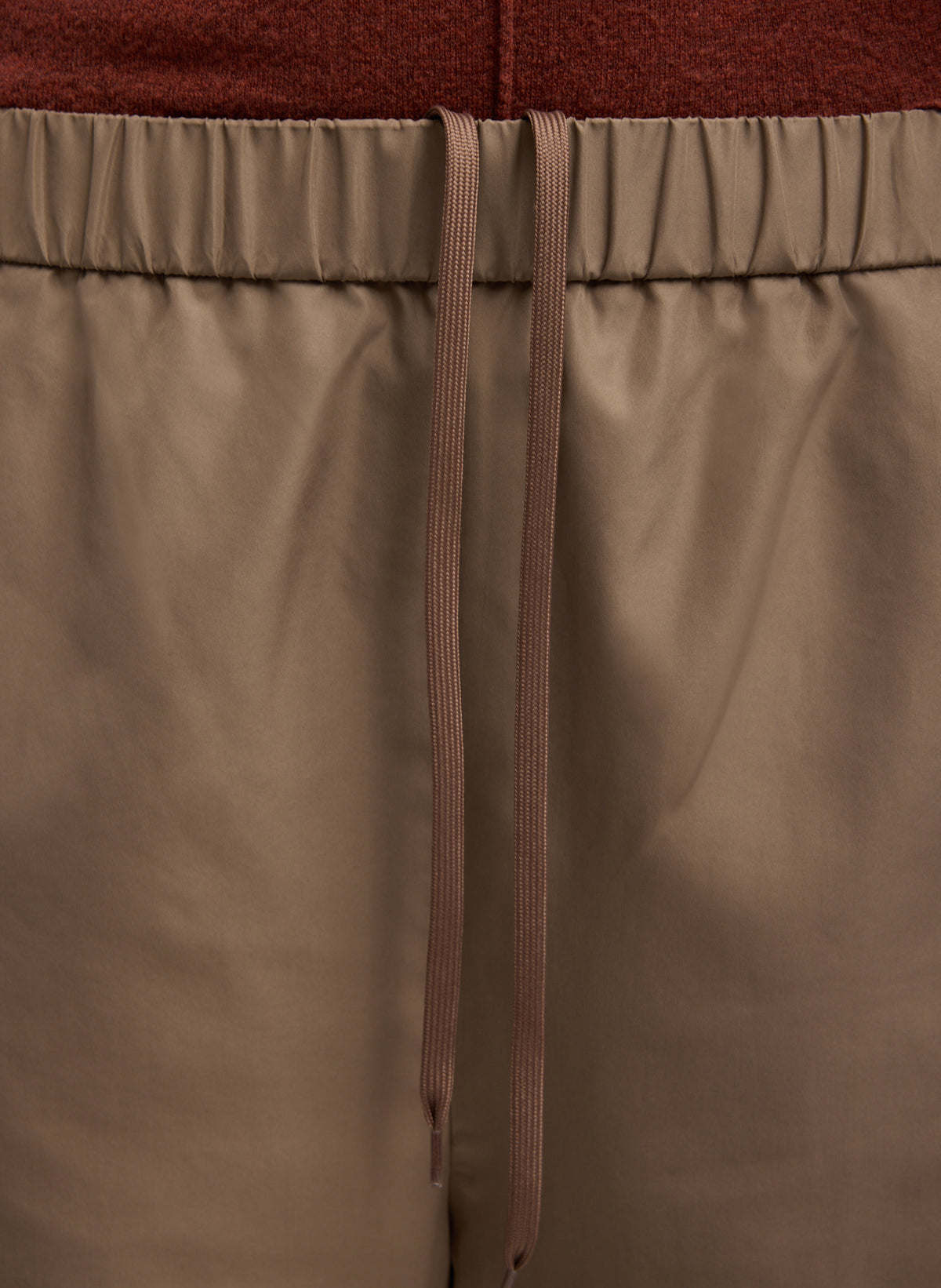 Dark Stone Spring Nylon Winslow Pant - closeup of drawstring detail