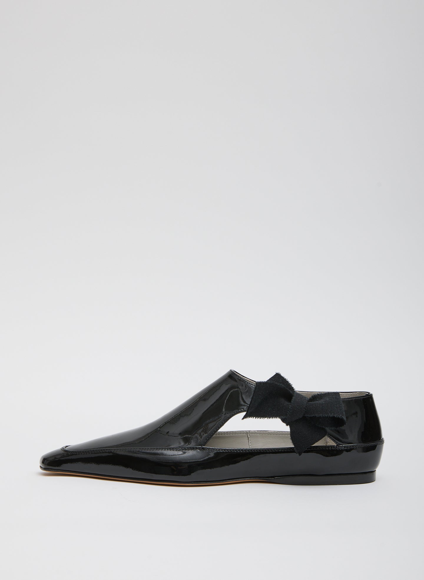 Black Janos Flat - patent leather, pointed toe, side view
