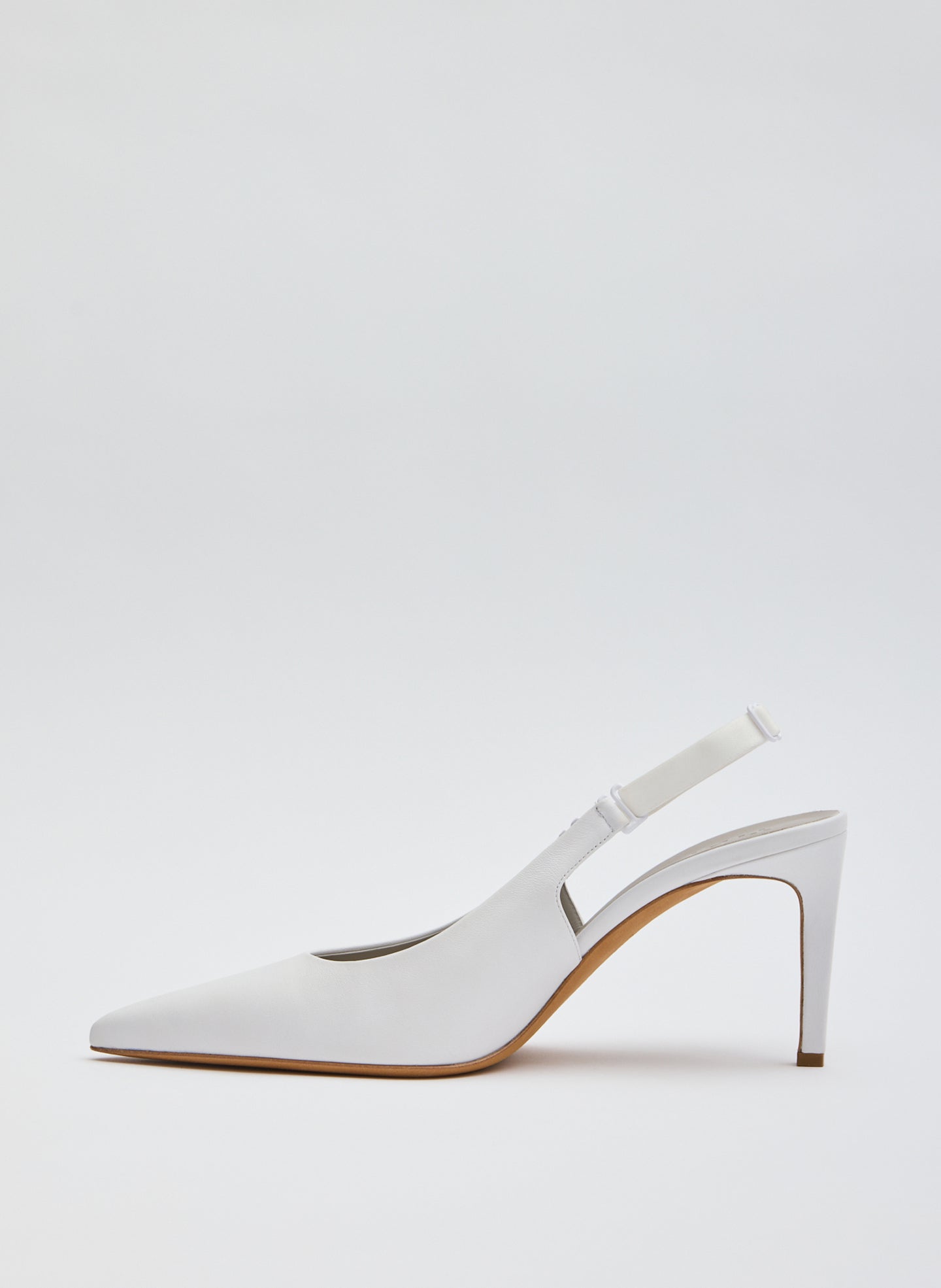 White Leather Beasley Pump - side view