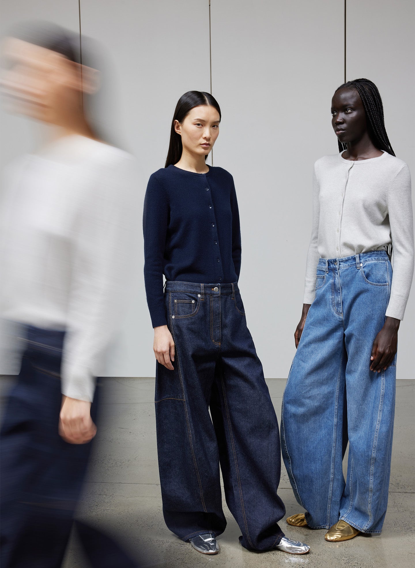 Navy Washable Cashmere Shrunken Cardigan - editorial campaign
