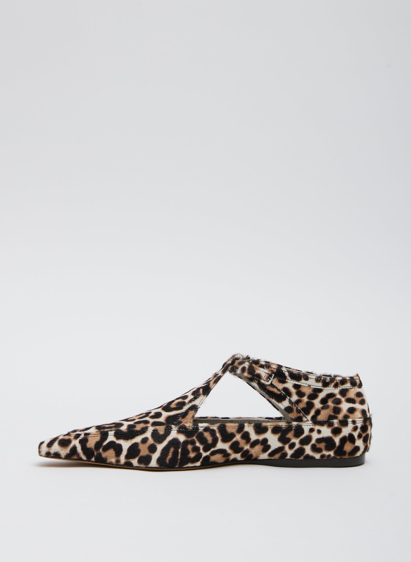 Leopard Print Somerset Flat - pointed toe, calf hair, side view