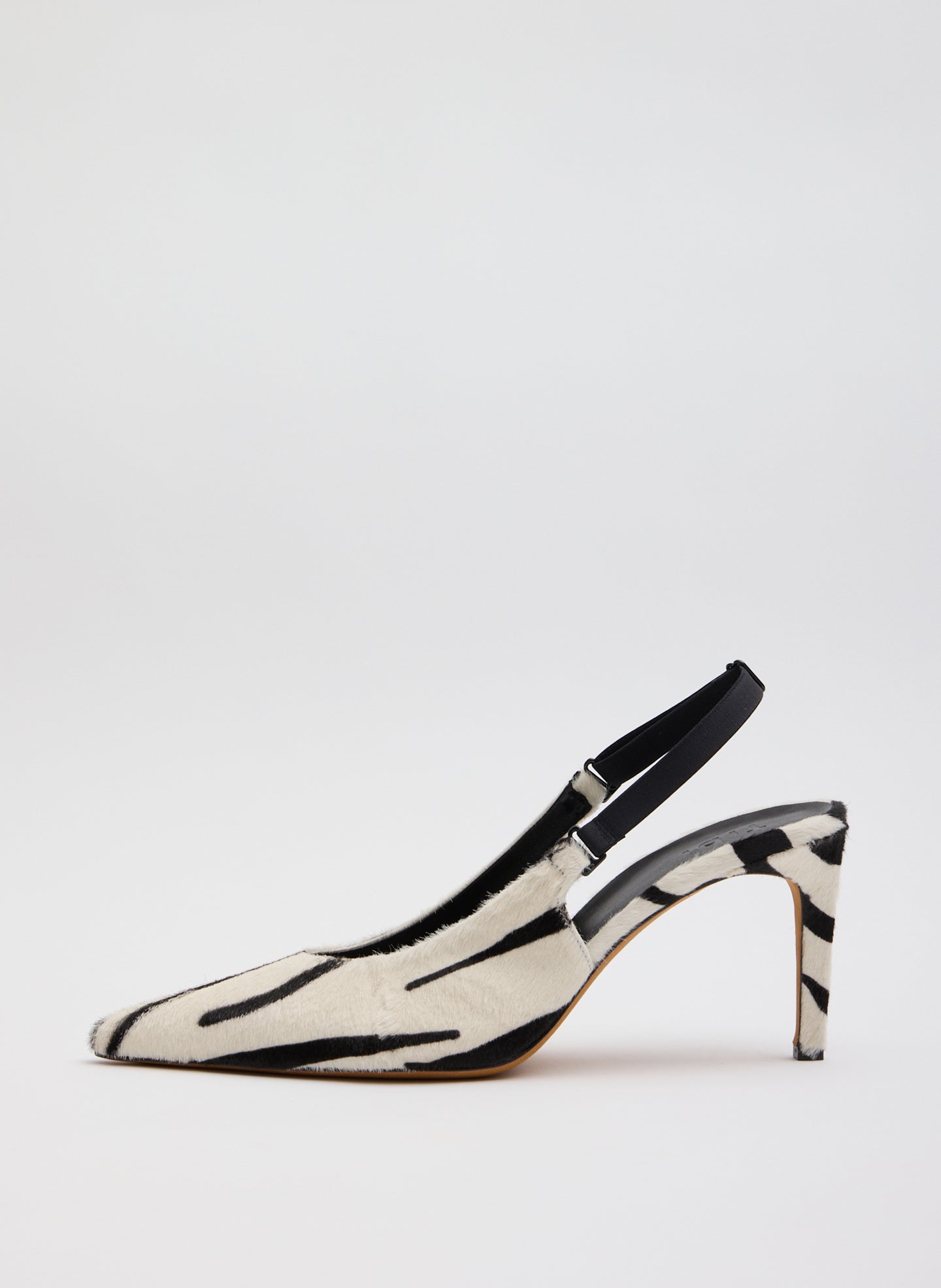 Black and White Zebra Print Calf Hair Beasley Pump - side view