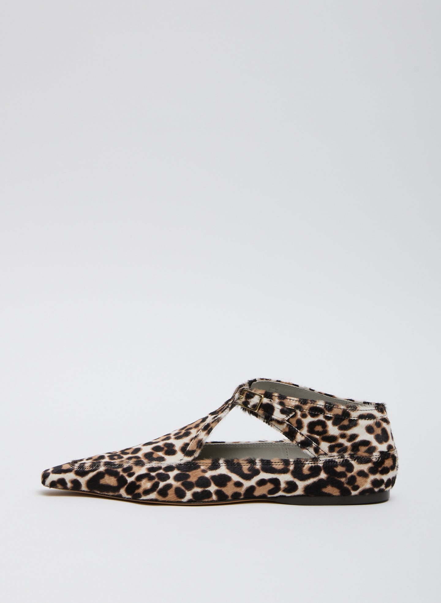 Leopard Print Somerset Flat - pointed toe, calf hair, side view