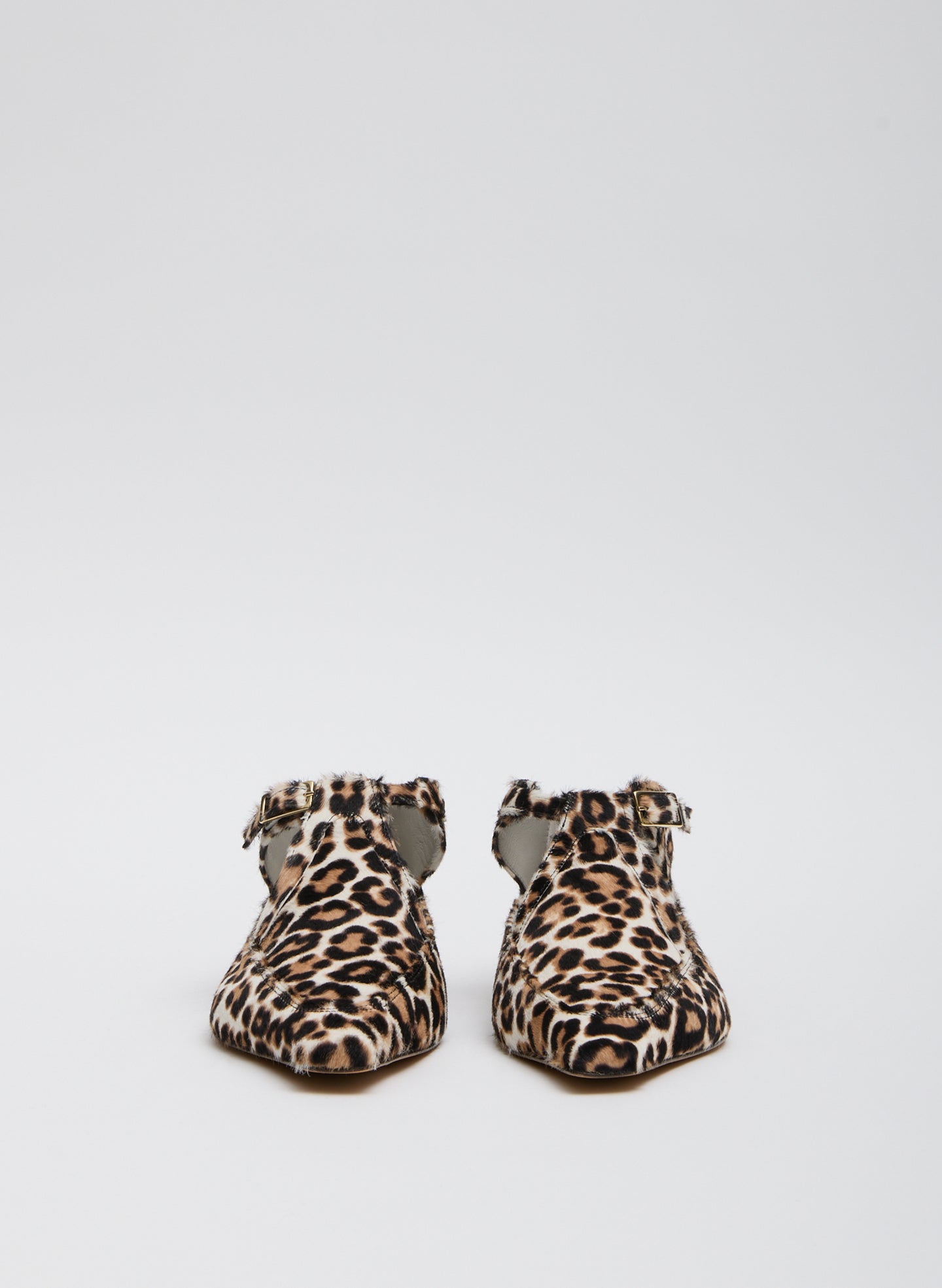 Leopard Print Somerset Flat - pointed toe, calf hair, front view