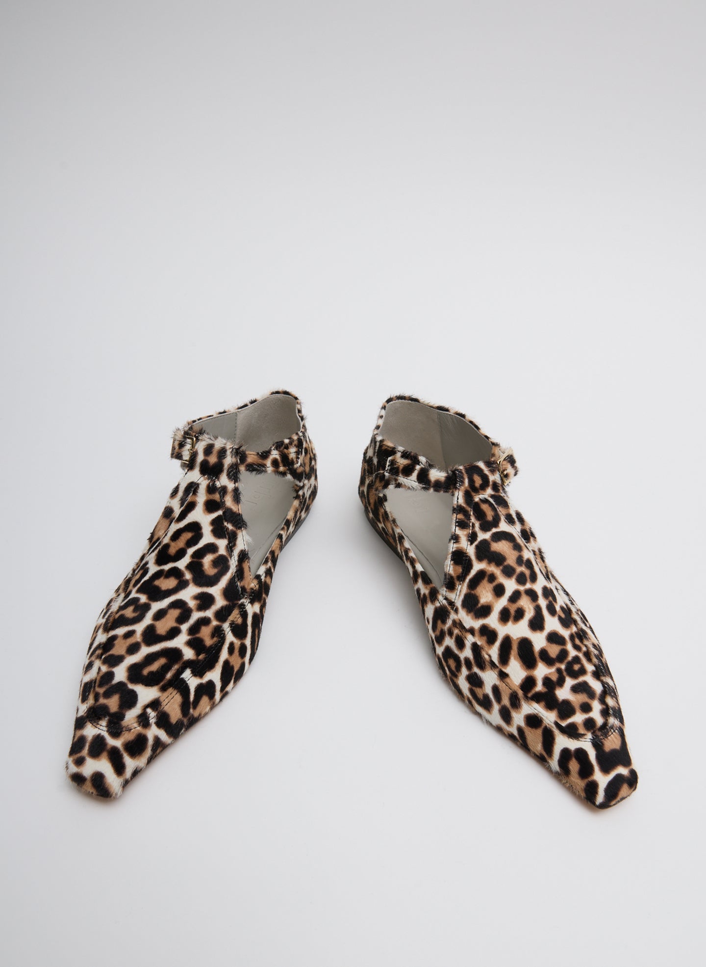 Leopard Print Somerset Flat - pointed toe, calf hair, front view