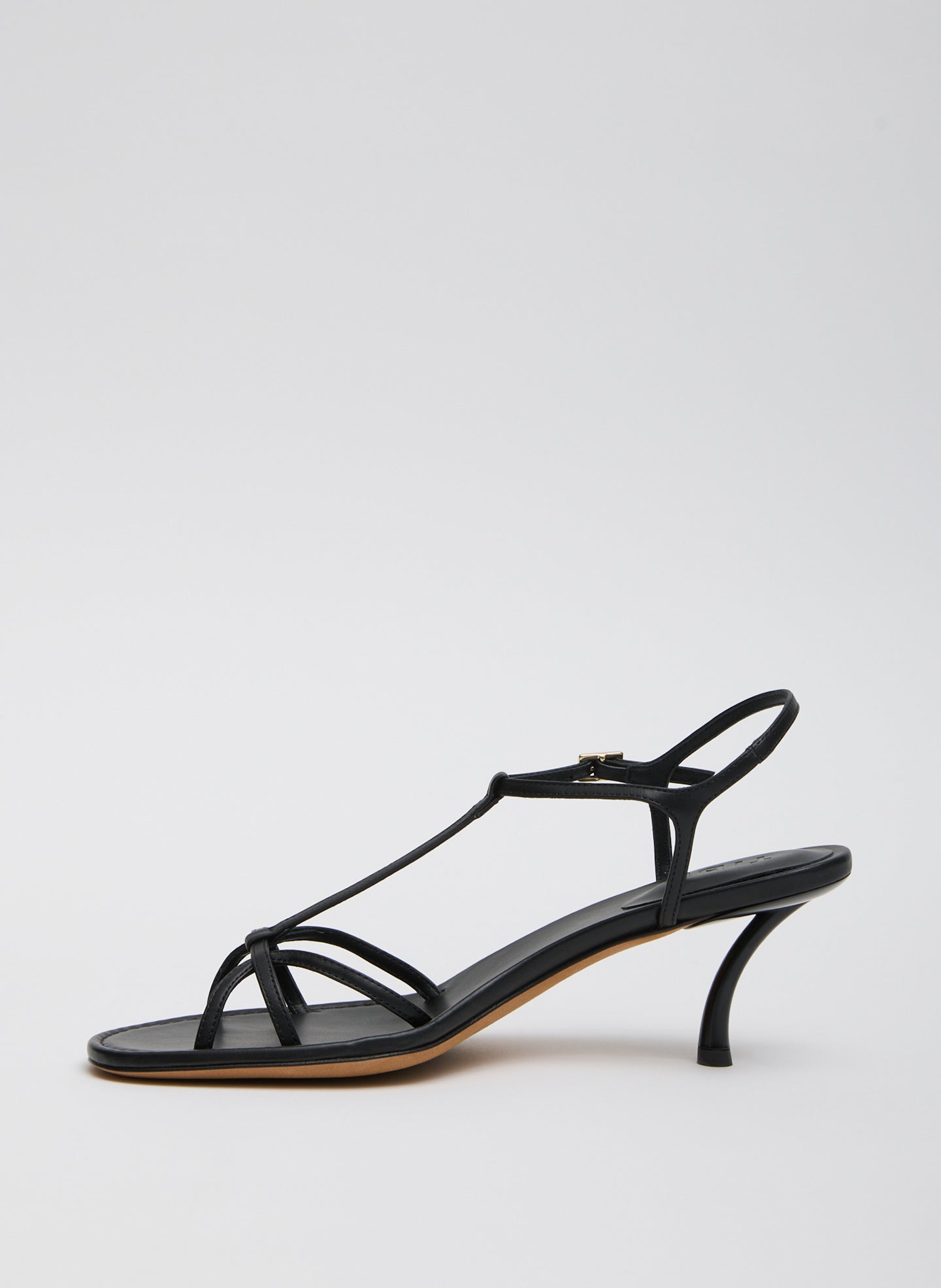Black Milbourne Heel - heeled leather sandal, side view