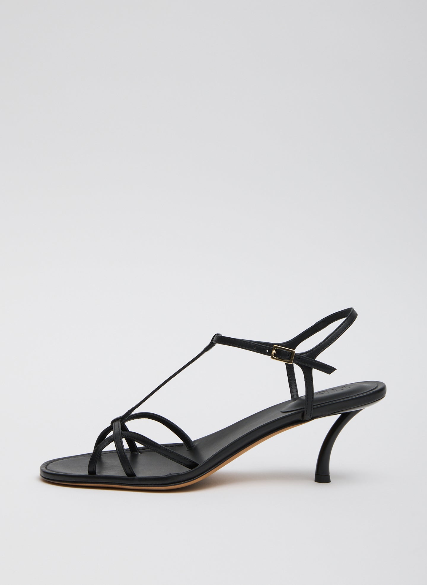 Black Milbourne Heel - heeled leather sandal, side view