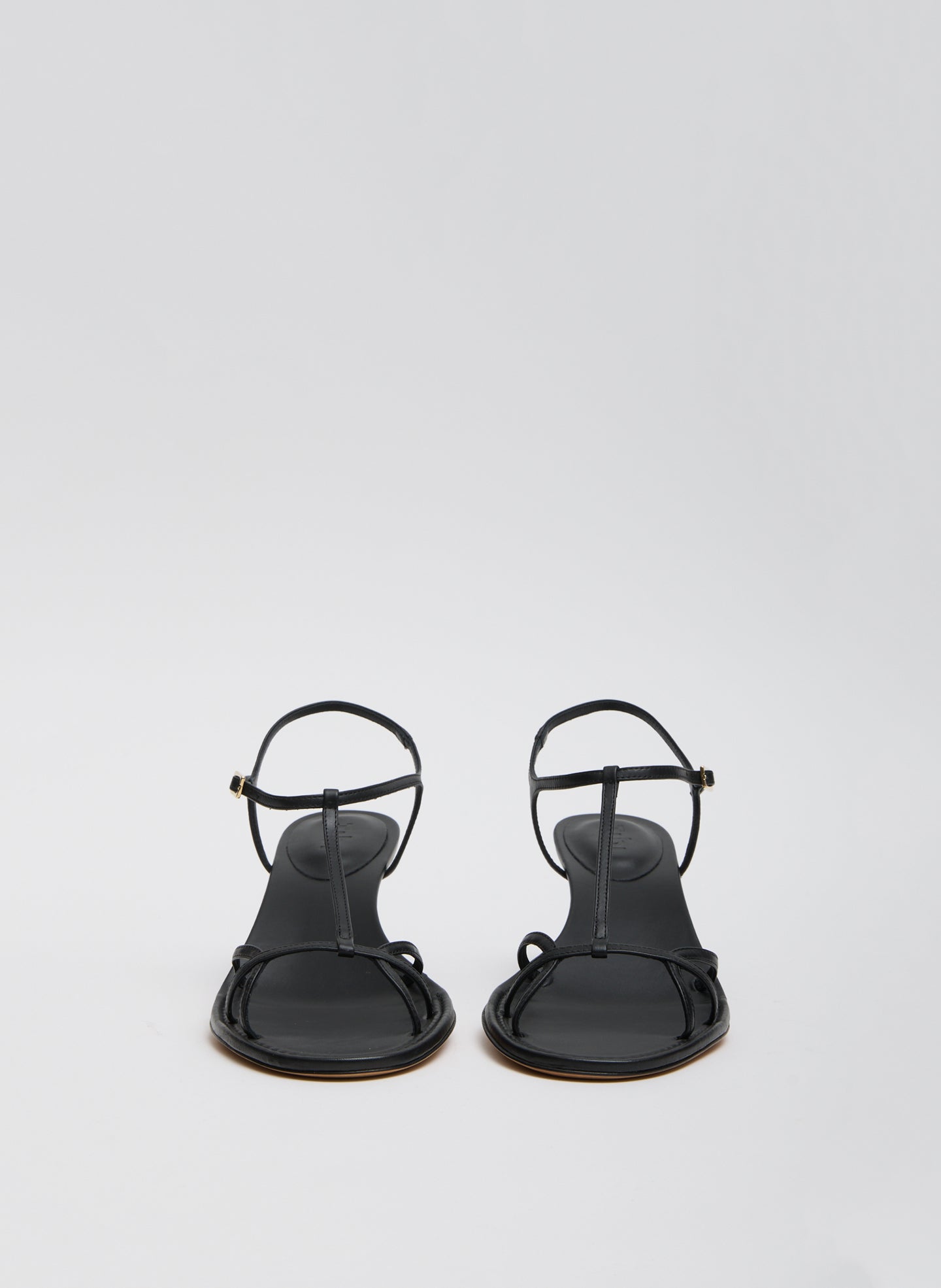 Black Milbourne Heel - heeled leather sandal, front view