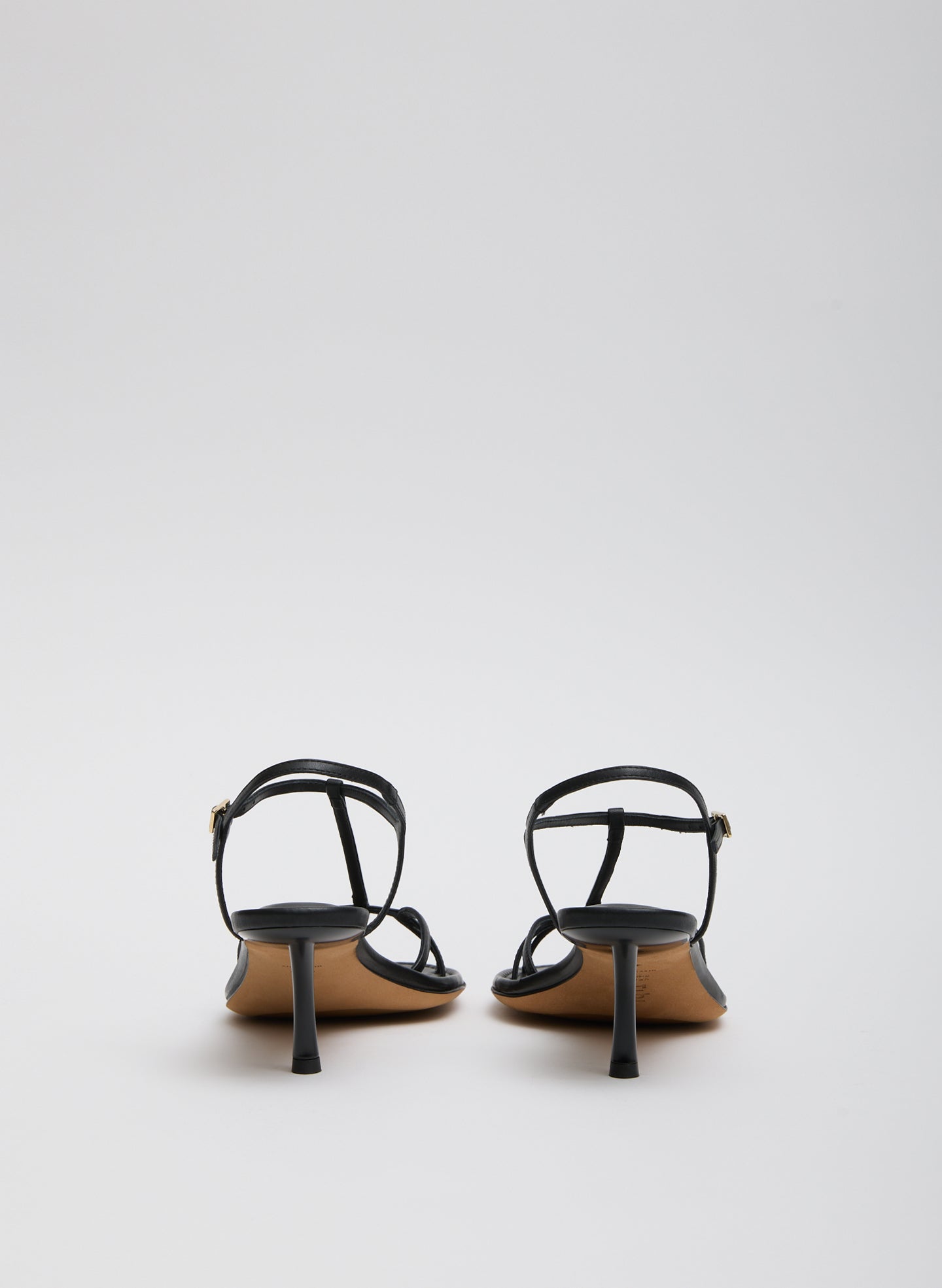Black Milbourne Heel - heeled leather sandal, back view