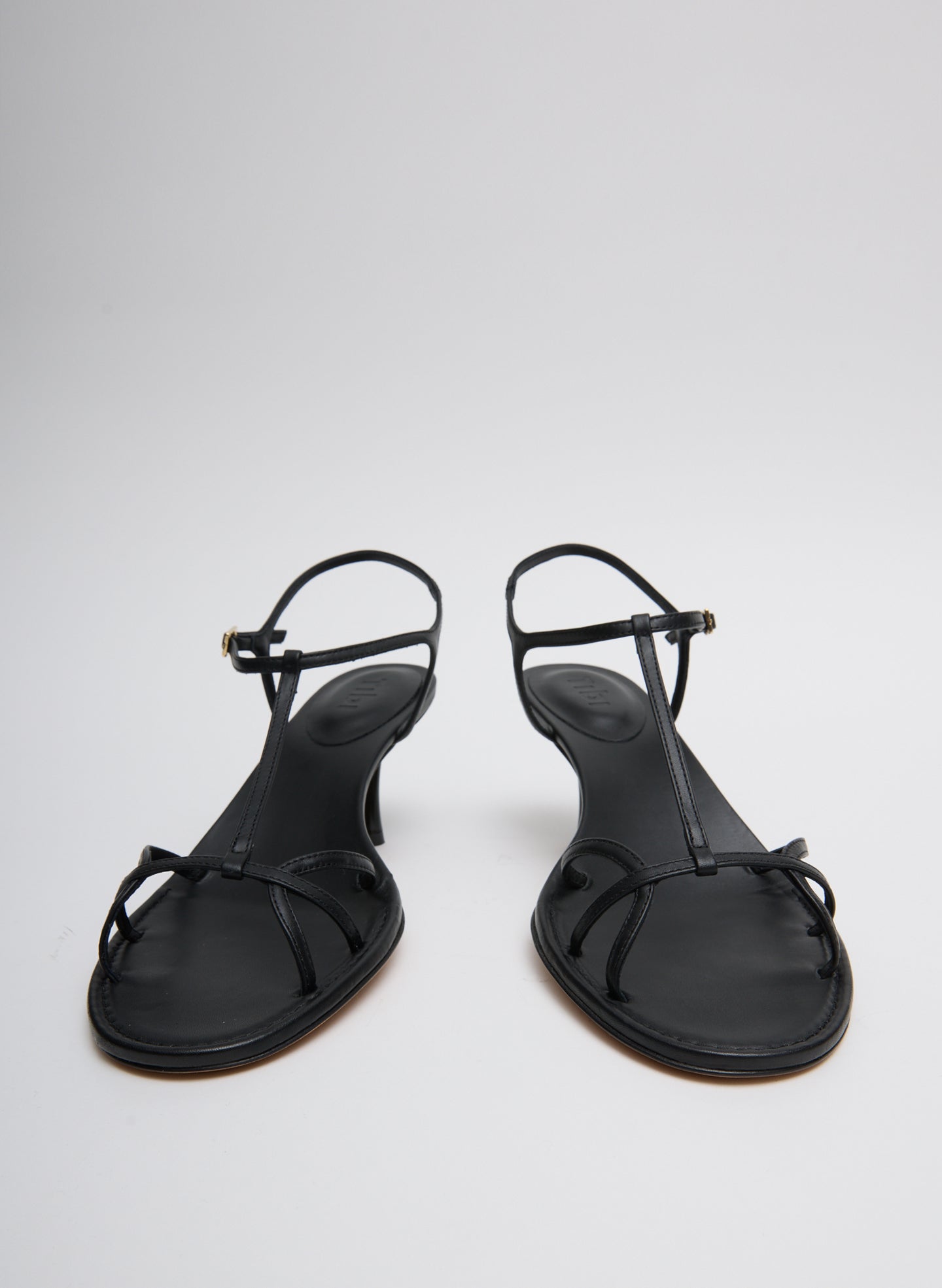 Black Milbourne Heel - heeled leather sandal, front view