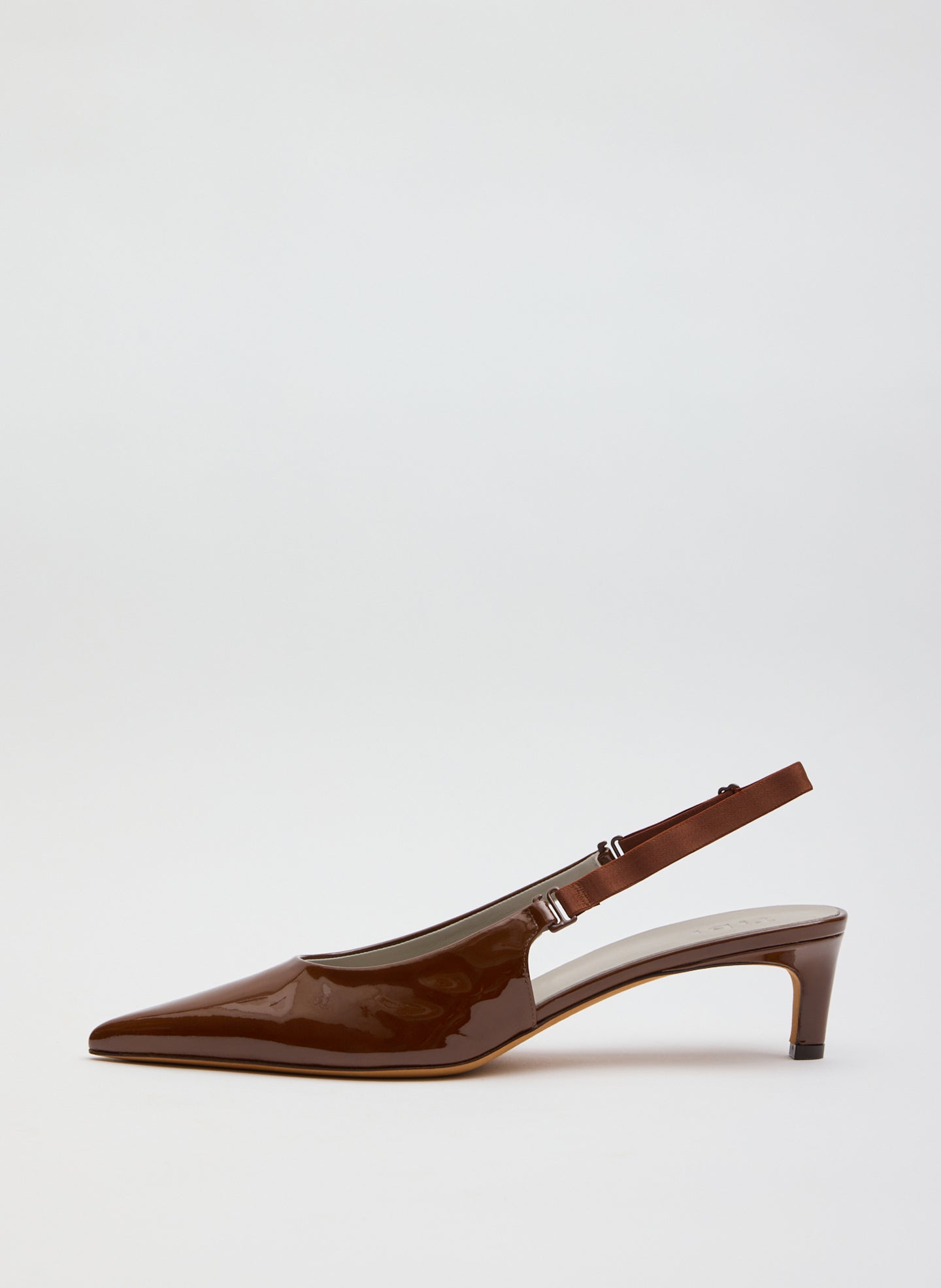Dark Honey Patent Leather Gilbert Low Pump - side view