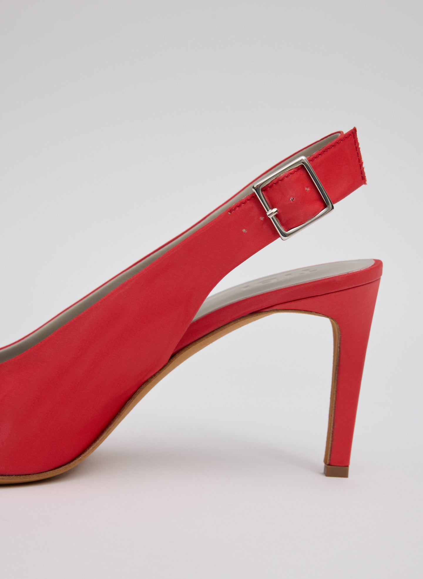 Red Silk Reyner Pump - closeup of clasp detail
