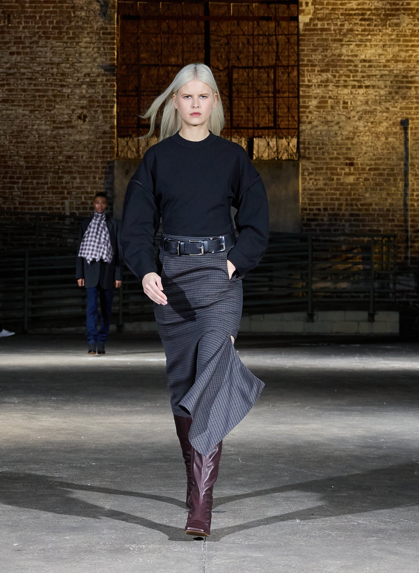 Grey Plaid Cedric Suiting Detached Zipper Skirt - editorial image