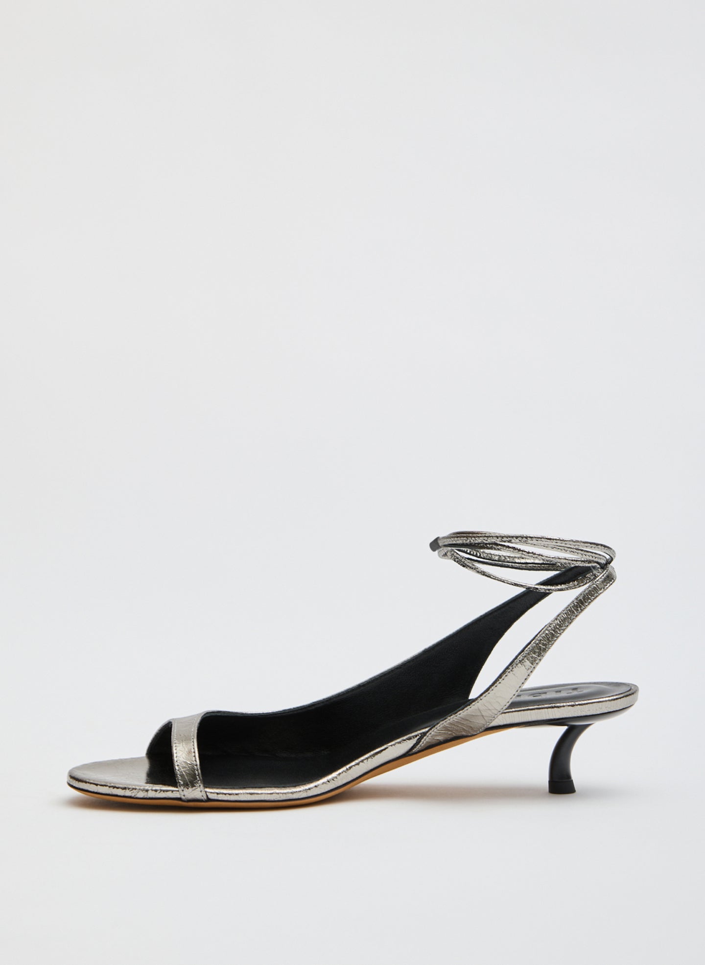 Grey Metallic Leather Keating Open Toe Low Heel - side view