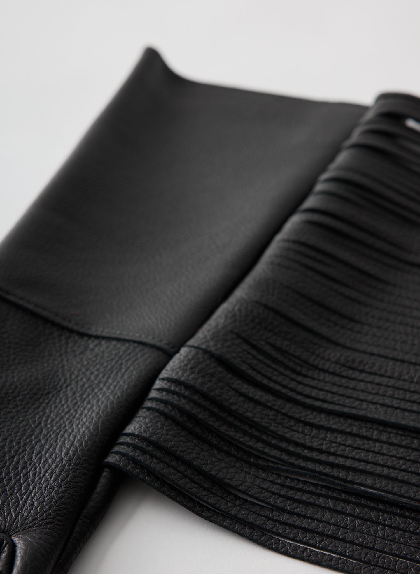 Black Long Fringe Leather Gloves