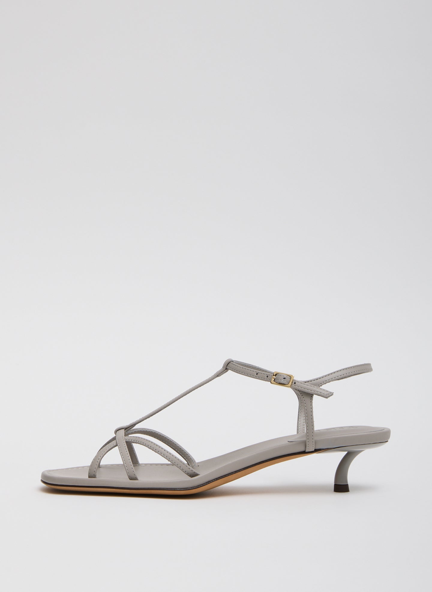 Grey Christopher Heel - heeled leather sandal, side view