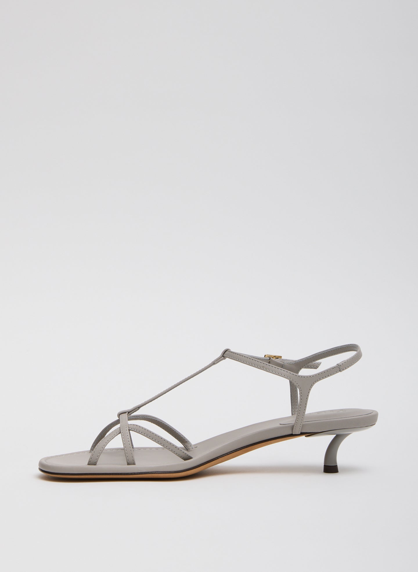 Grey Christopher Heel - heeled leather sandal, side view