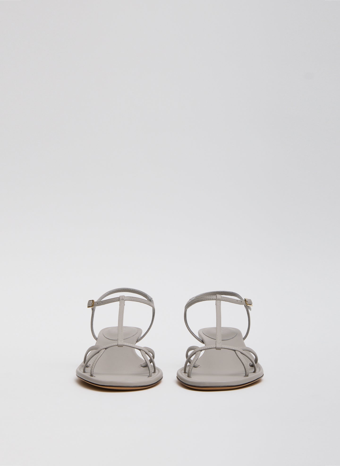 Grey Christopher Heel - heeled leather sandal, front view