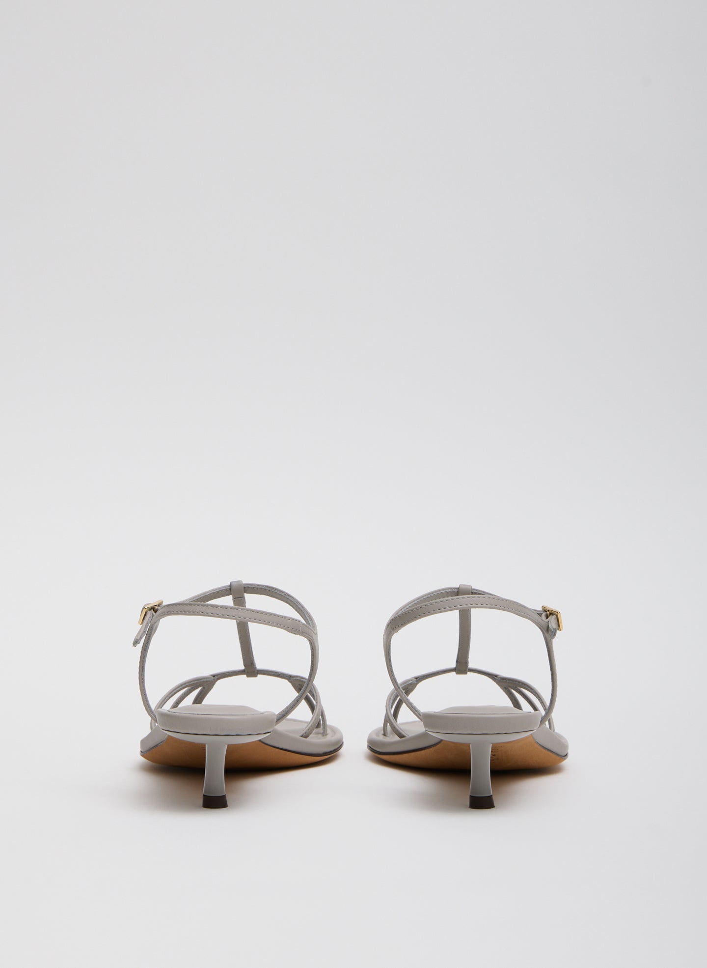 Grey Christopher Heel - heeled leather sandal, back view