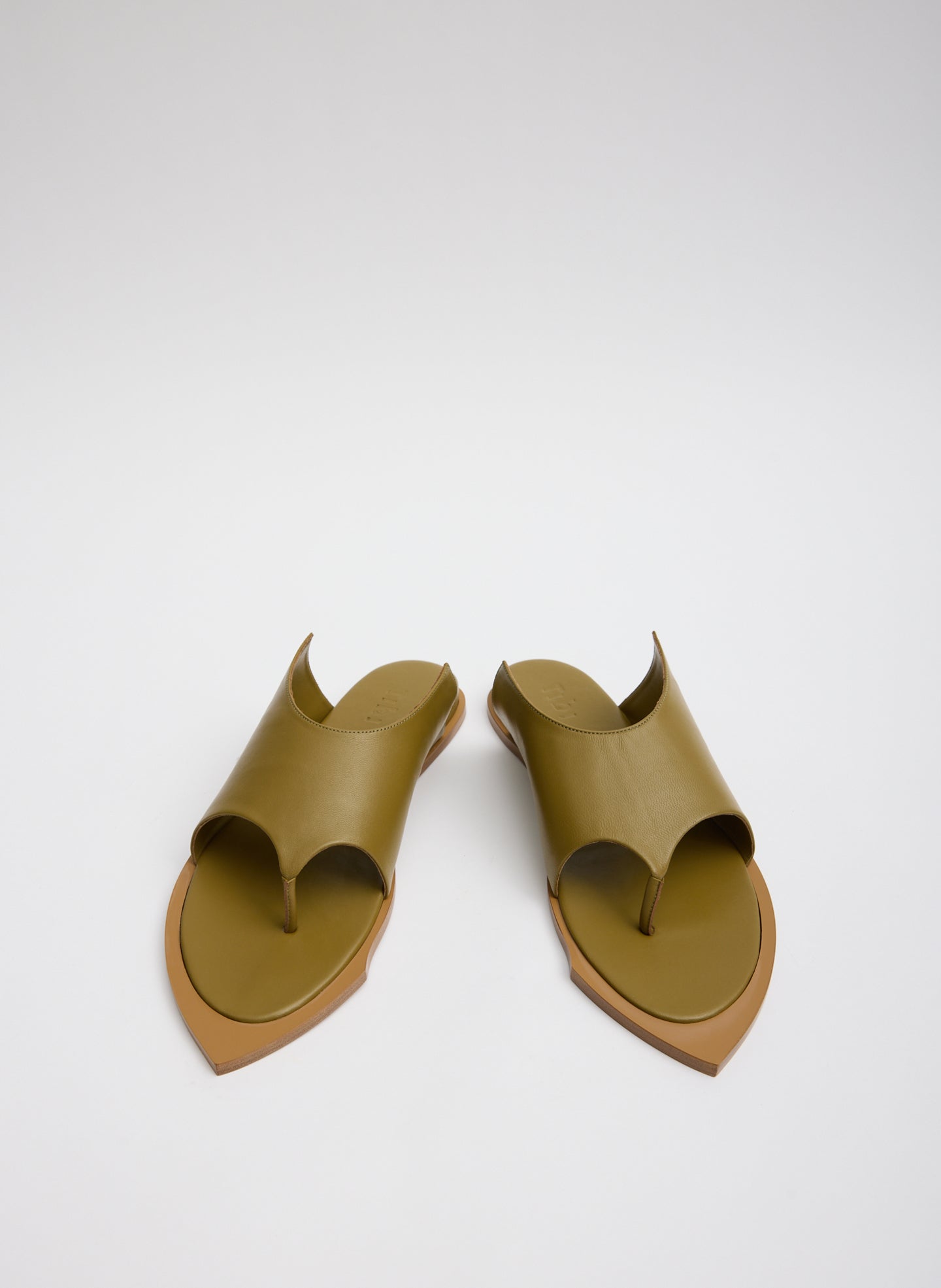 Khaki Leather Gerard Sandal - front view