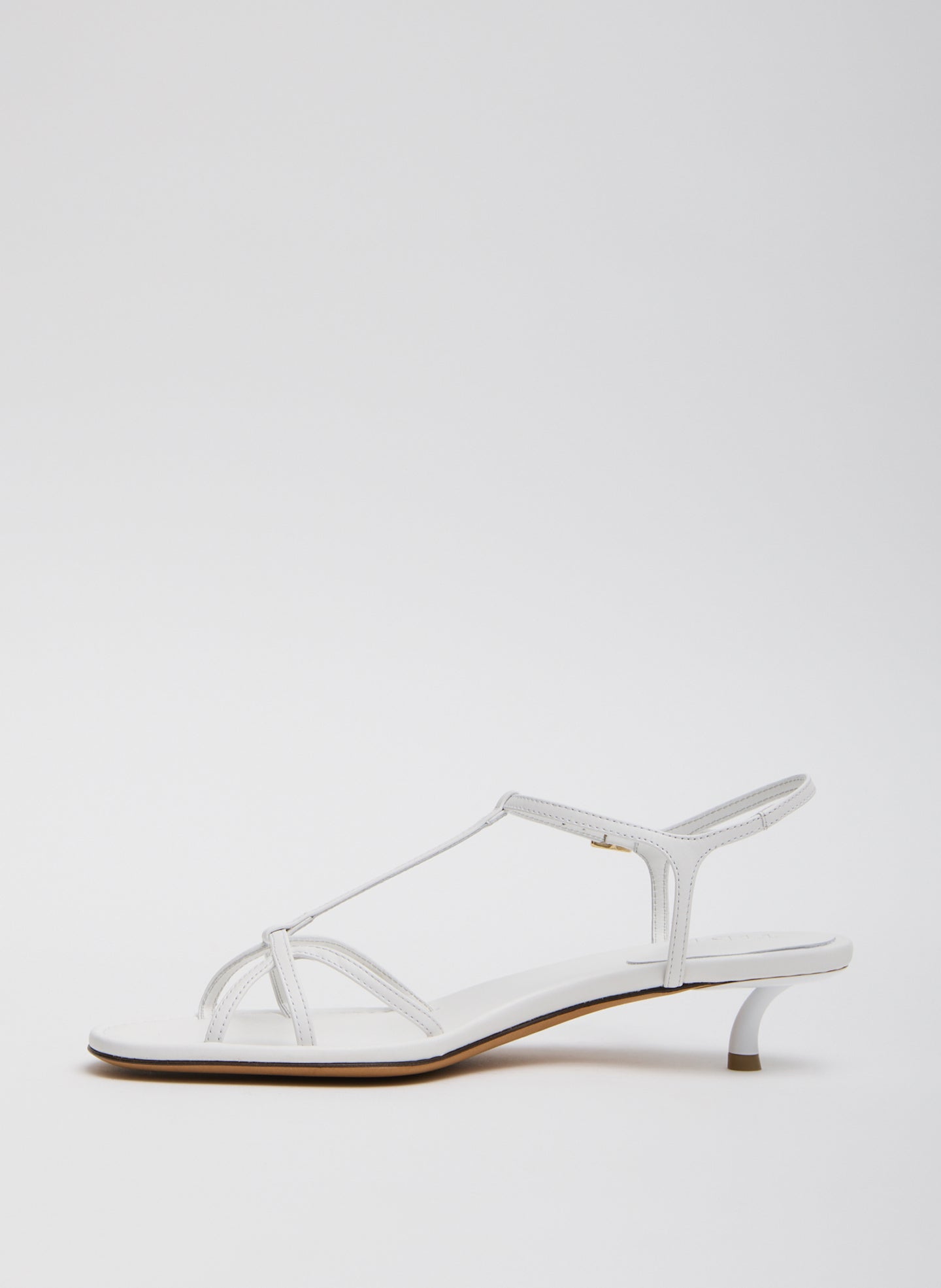 White Christopher Heel - heeled leather sandal, side view