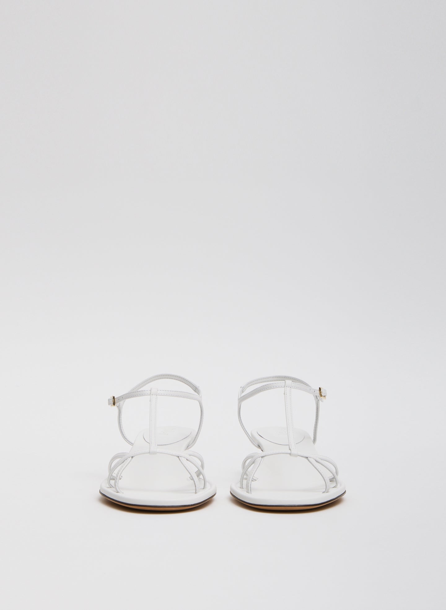 White Christopher Heel - heeled leather sandal, front view