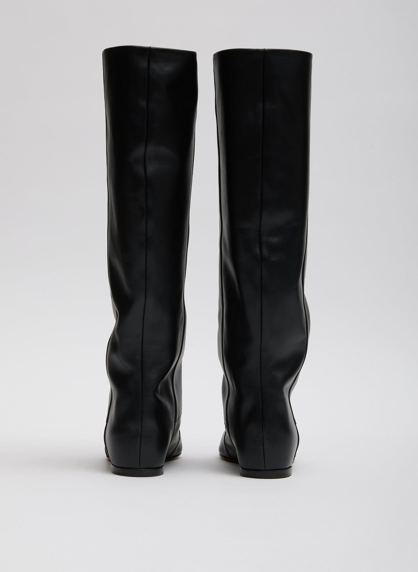 Black Kuda Boot - slouchy, knee-high leather boot, back view