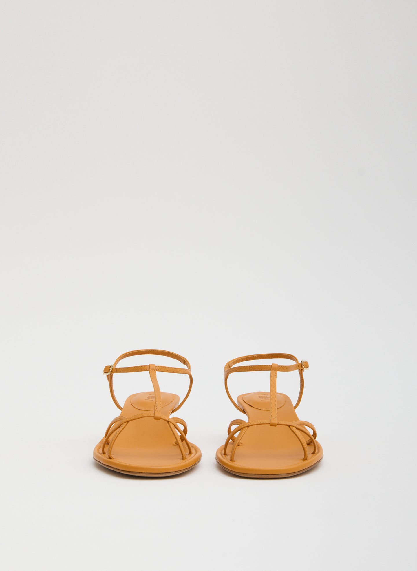 Bright Ochre Christopher Heel - heeled leather sandal, front view