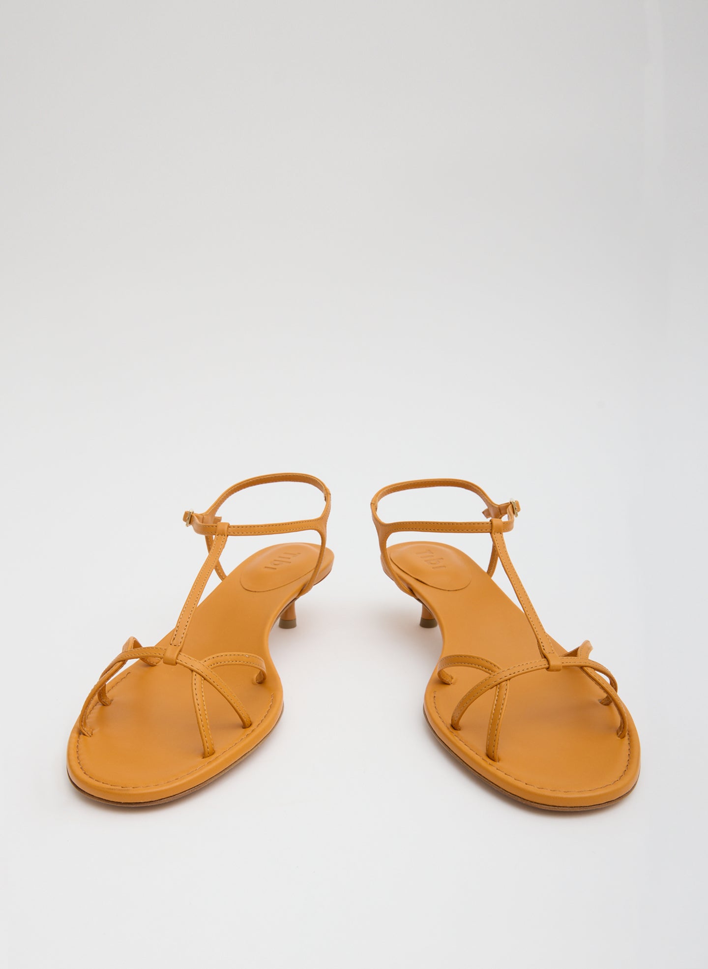 Bright Ochre Christopher Heel - heeled leather sandal, front view