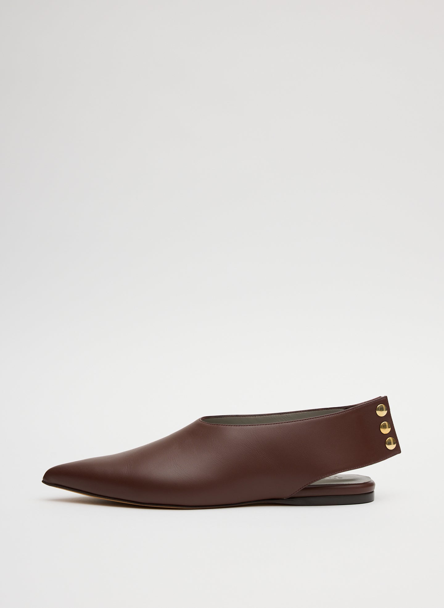 Brown Norbert Flat - leather, pointed toe, side view