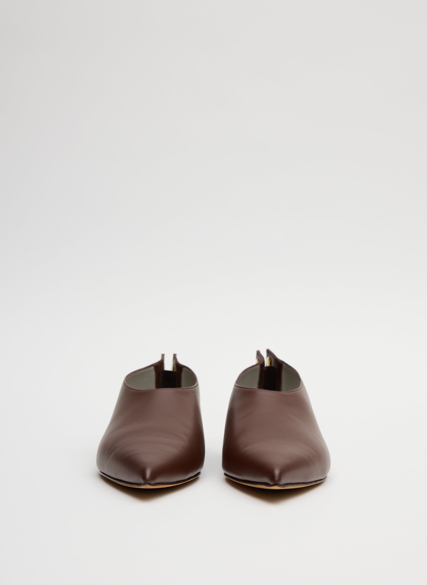 Brown Norbert Flat - leather, pointed toe, front view