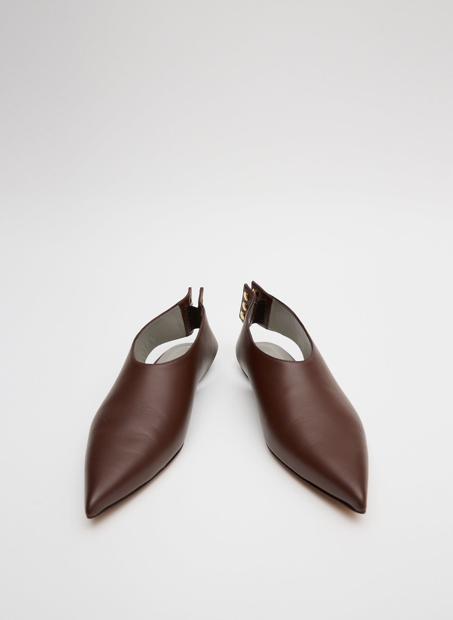 Brown Norbert Flat - leather, pointed toe, front view