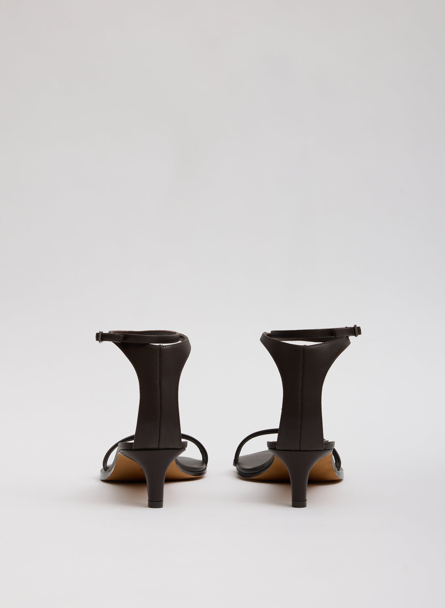 Dark Brown Leather Ulrich Heeled Sandal - back view