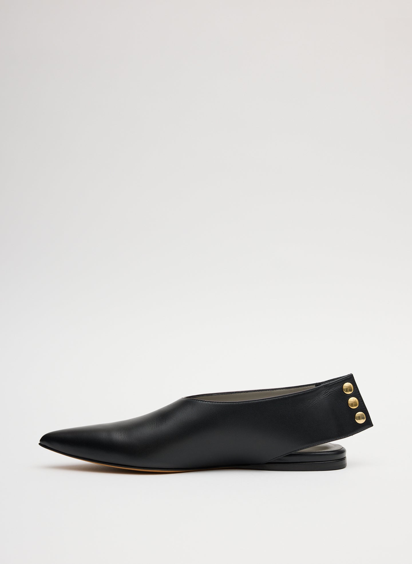 Black Norbert Flat - leather, pointed toe, side view