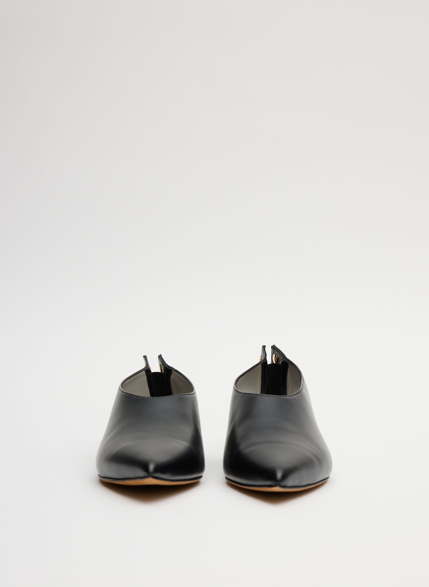 Black Norbert Flat - leather, pointed toe, front view