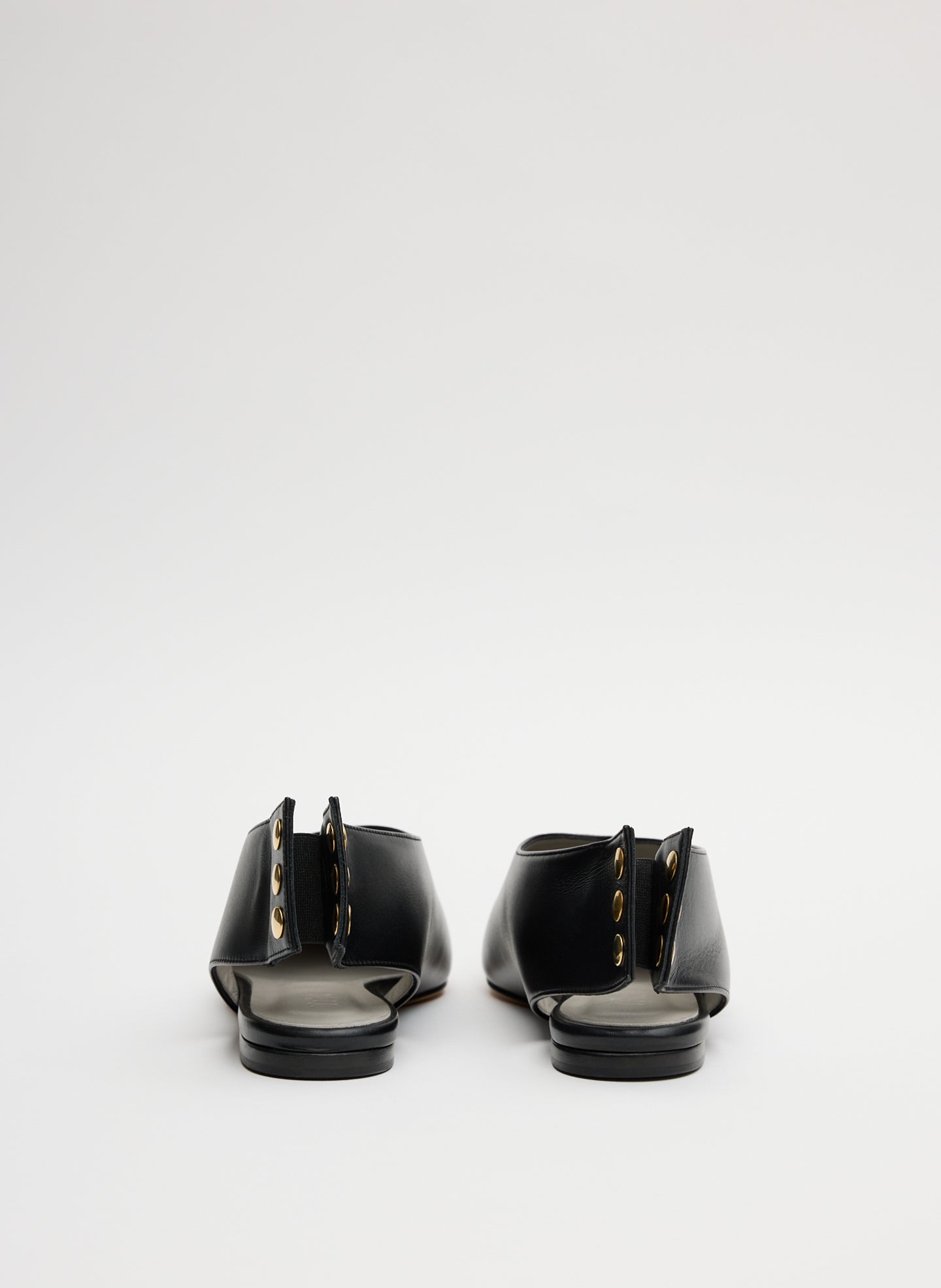 Black Norbert Flat - leather, pointed toe, back view