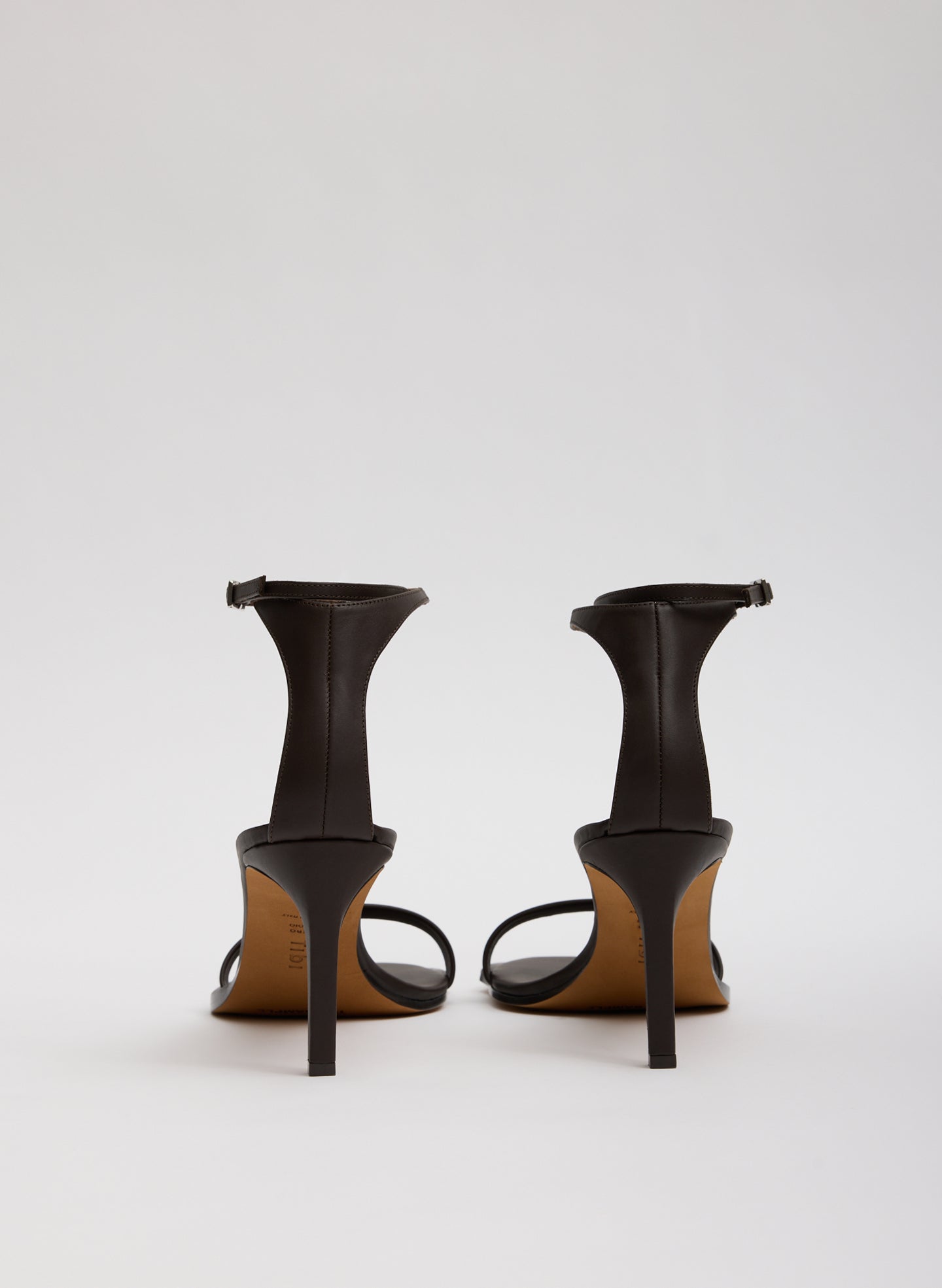 Dark Brown Leather Erno Heeled Sandal - back view