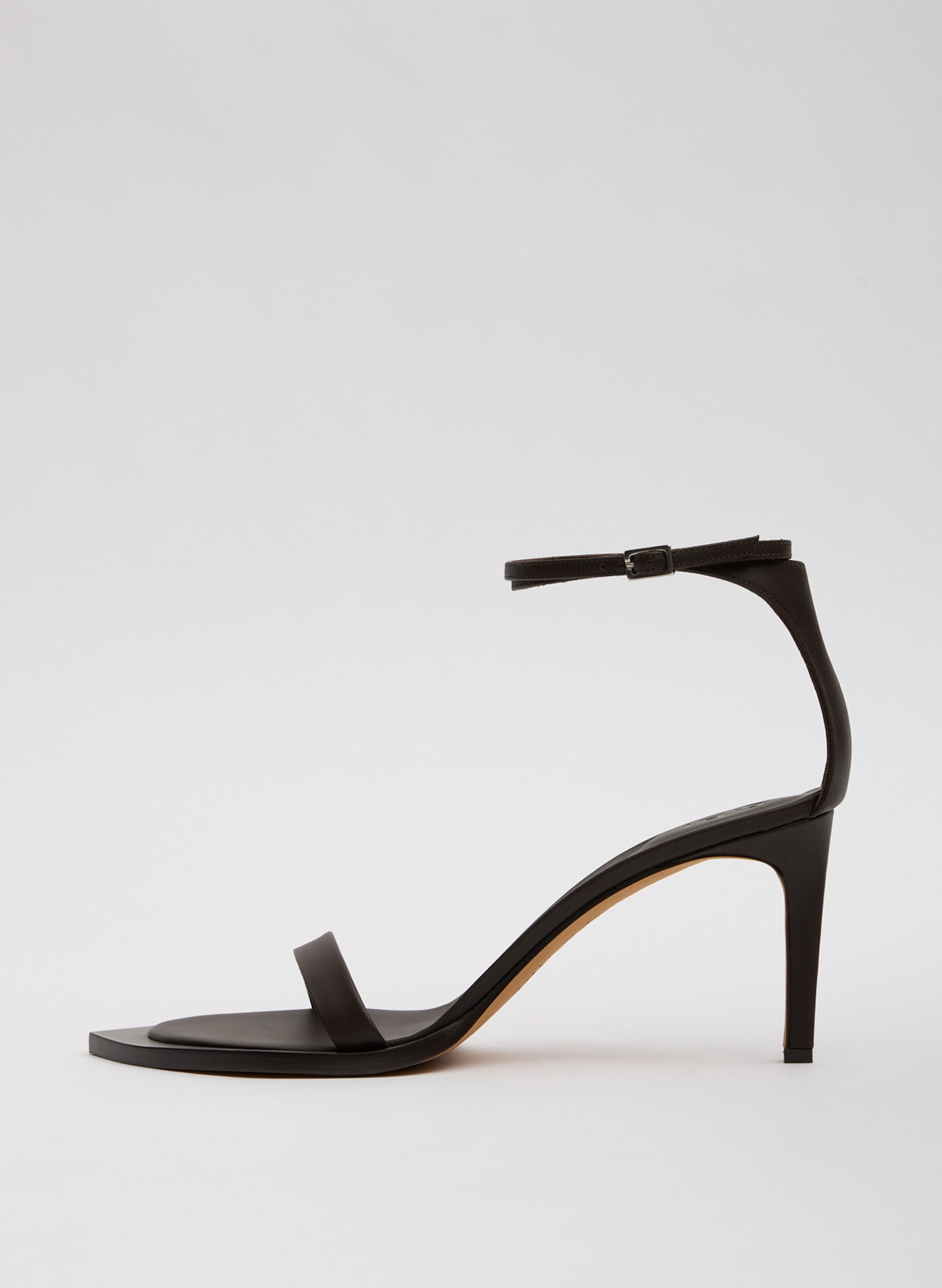 Dark Brown Leather Erno Heeled Sandal - side view