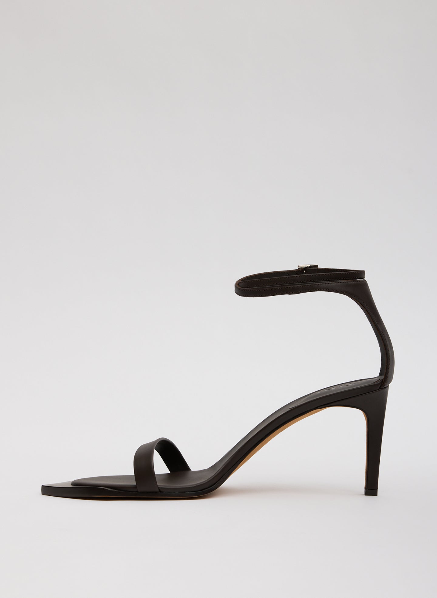 Dark Brown Leather Erno Heeled Sandal - side view