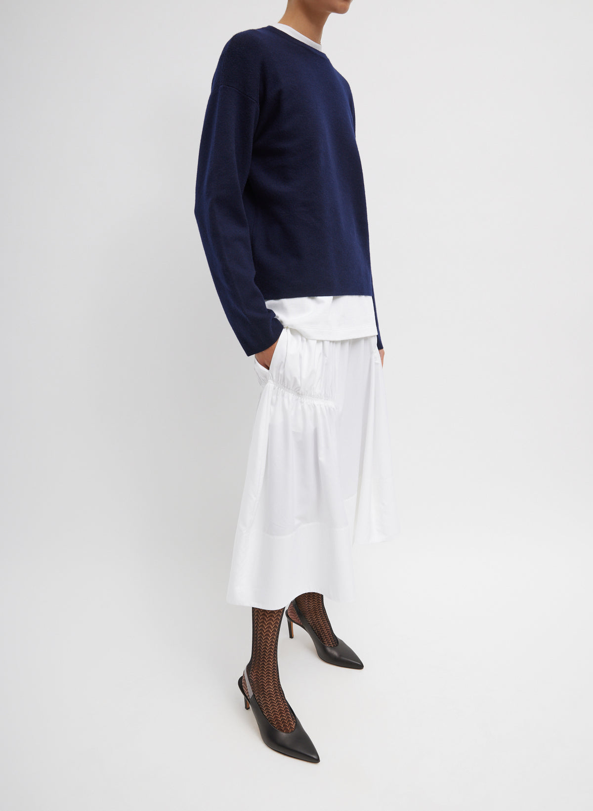 Shirred Nylon Paneled Skirt – Tibi Official