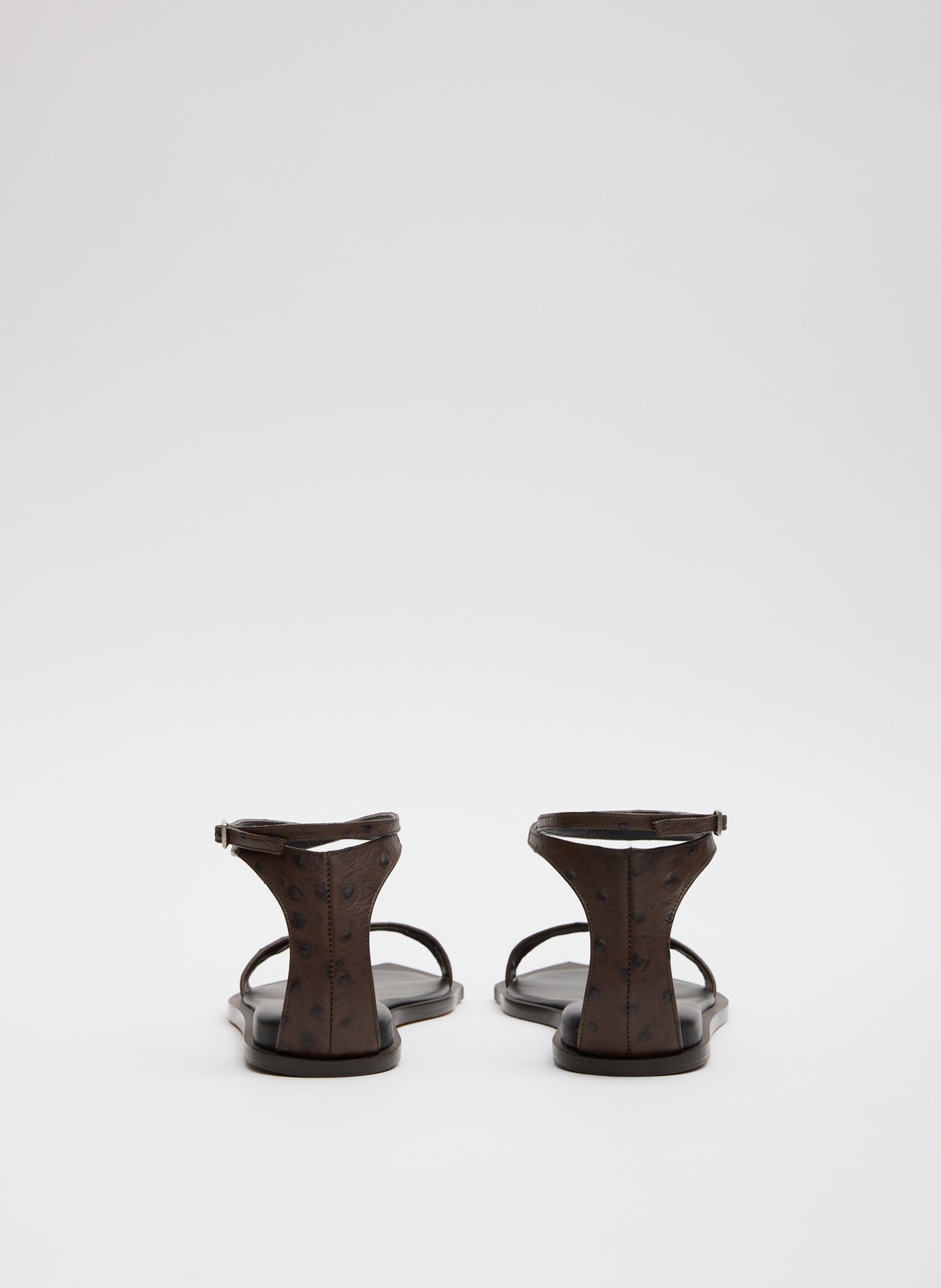 Brown Ostrich Print Aldwyn Sandal - leather strappy sandal, back view