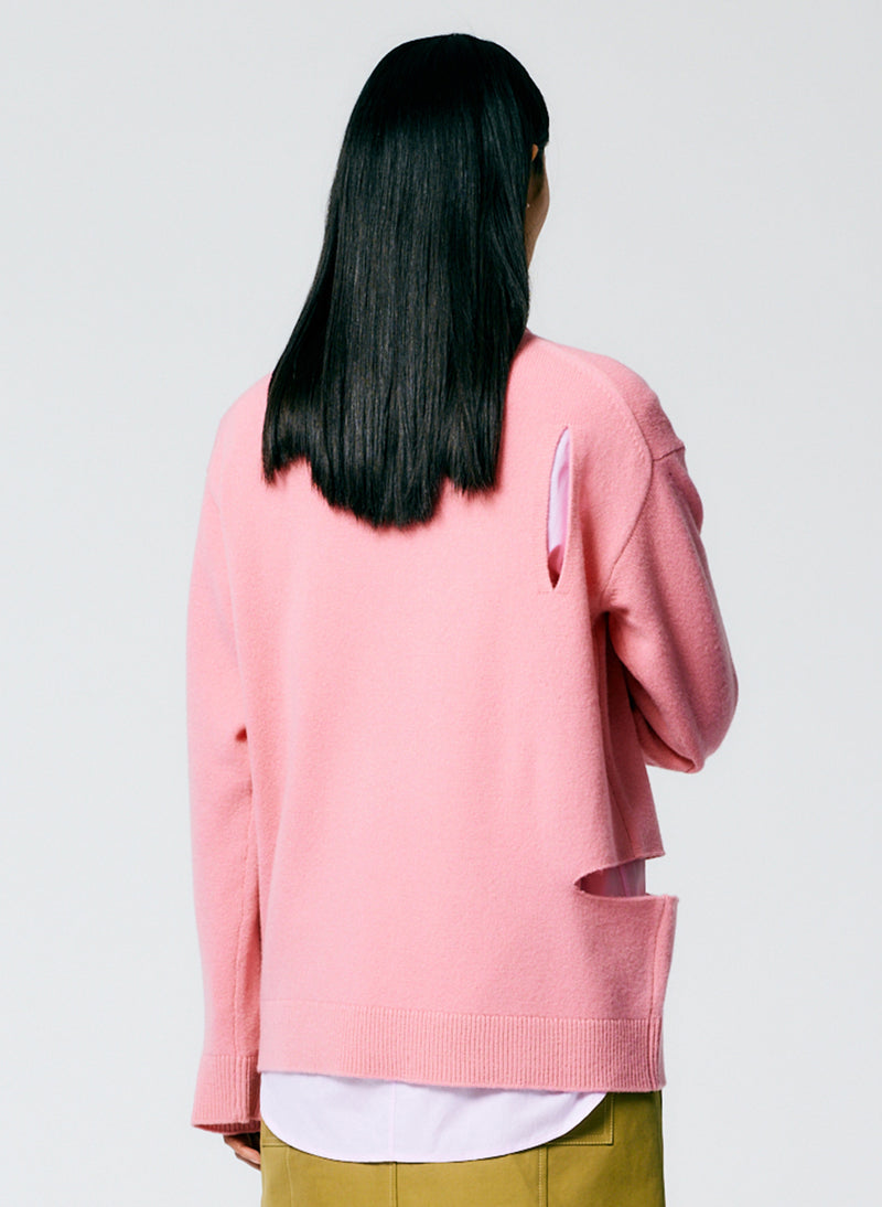 Soft Lambswool Crewneck Easy Pullover Pink-3