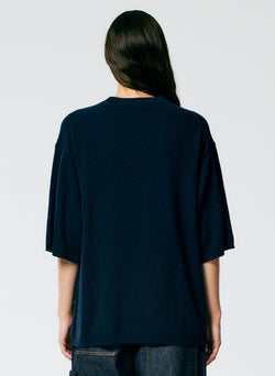 Feather Weight Cashmere Oversized Easy T-Shirt Navy-4