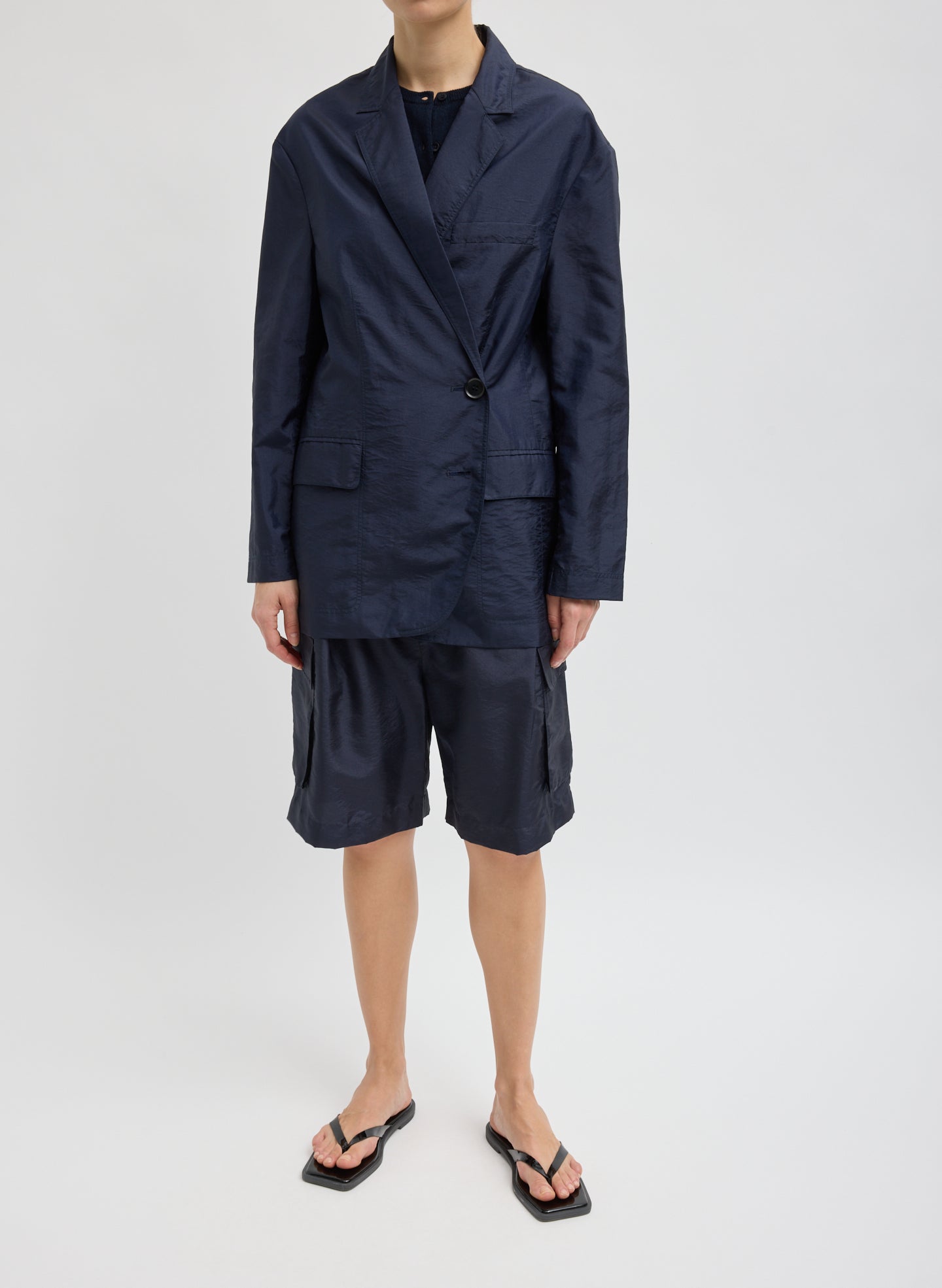 Crispy Nylon Liam Blazer - Navy Crispy Nylon Liam Blazer - oversized blazer