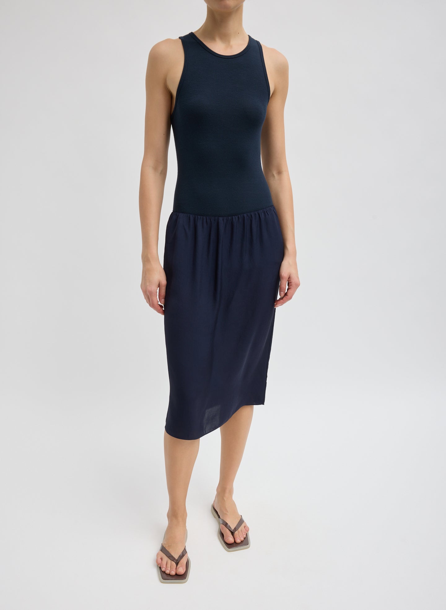 The Slip Skirt - Navy Slip Skirt - front view on model