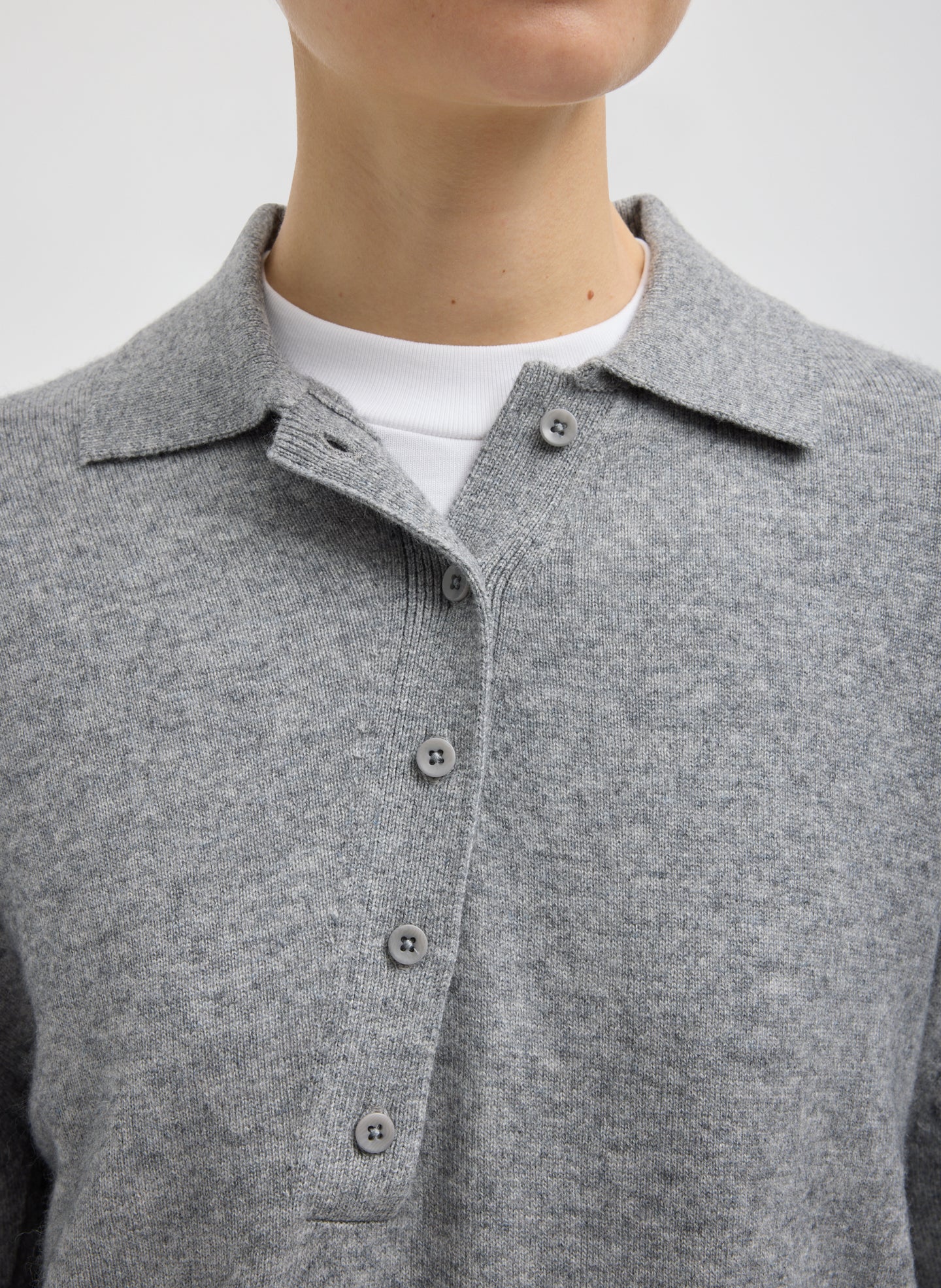 Washable Cashmere Easy Polo Sweater