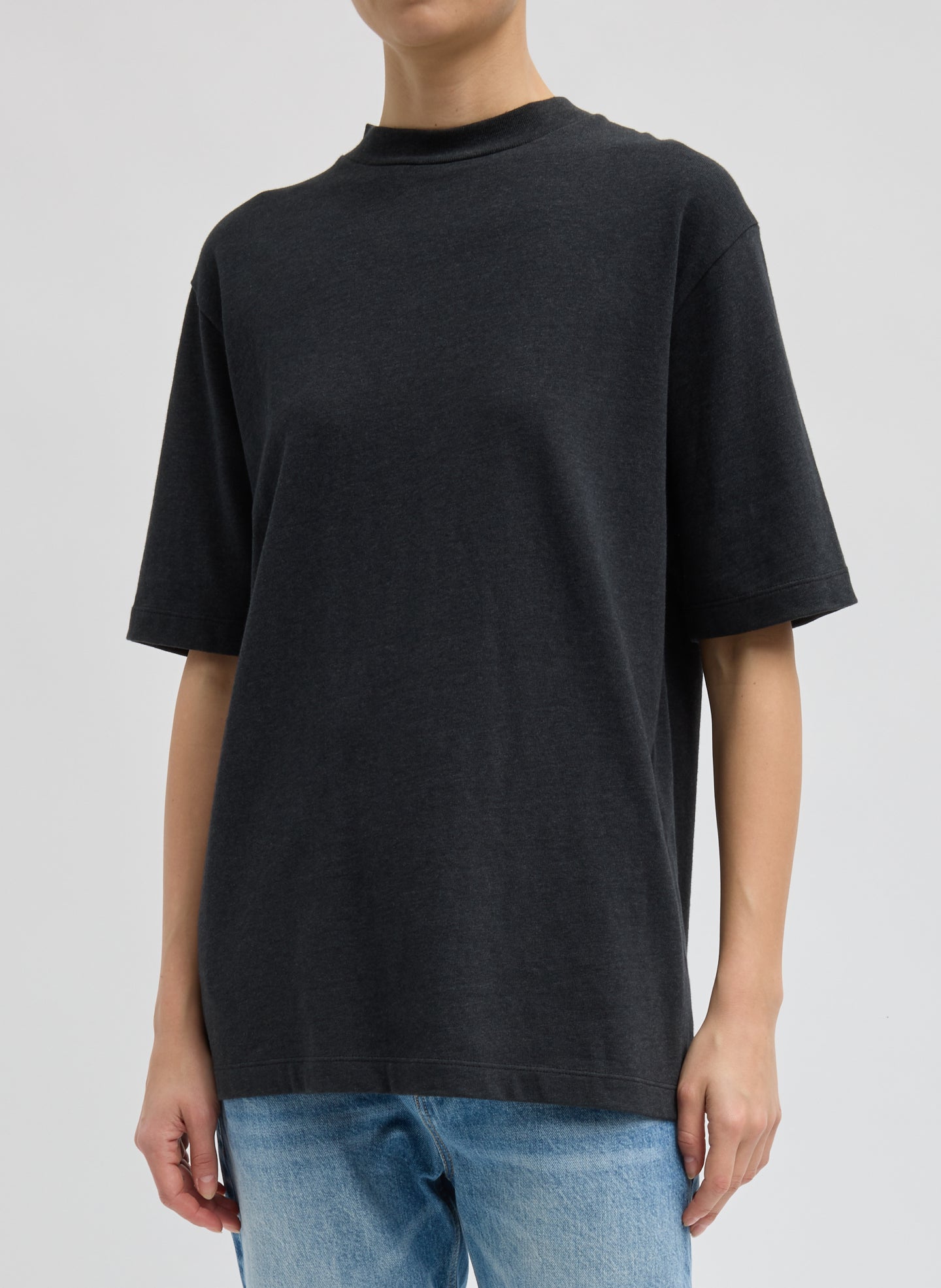 Charcoal Grey Perfect Unisex T-Shirt - front view on model