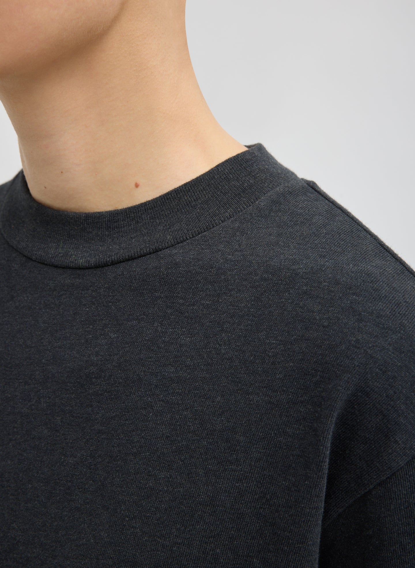 Charcoal Grey Perfect Unisex T-Shirt - closeup of neckline