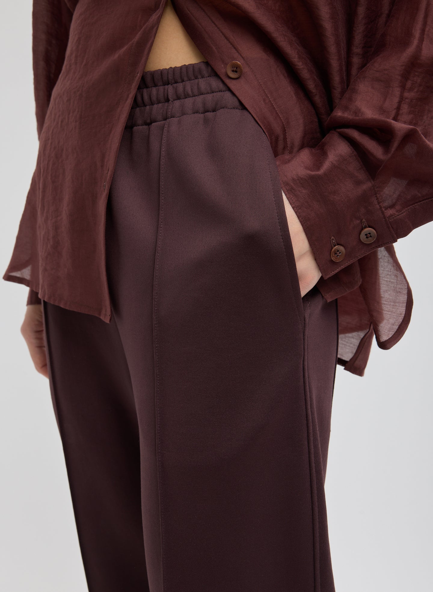 Brown Active Knit Scottie Jogger - closeup of pocket detail