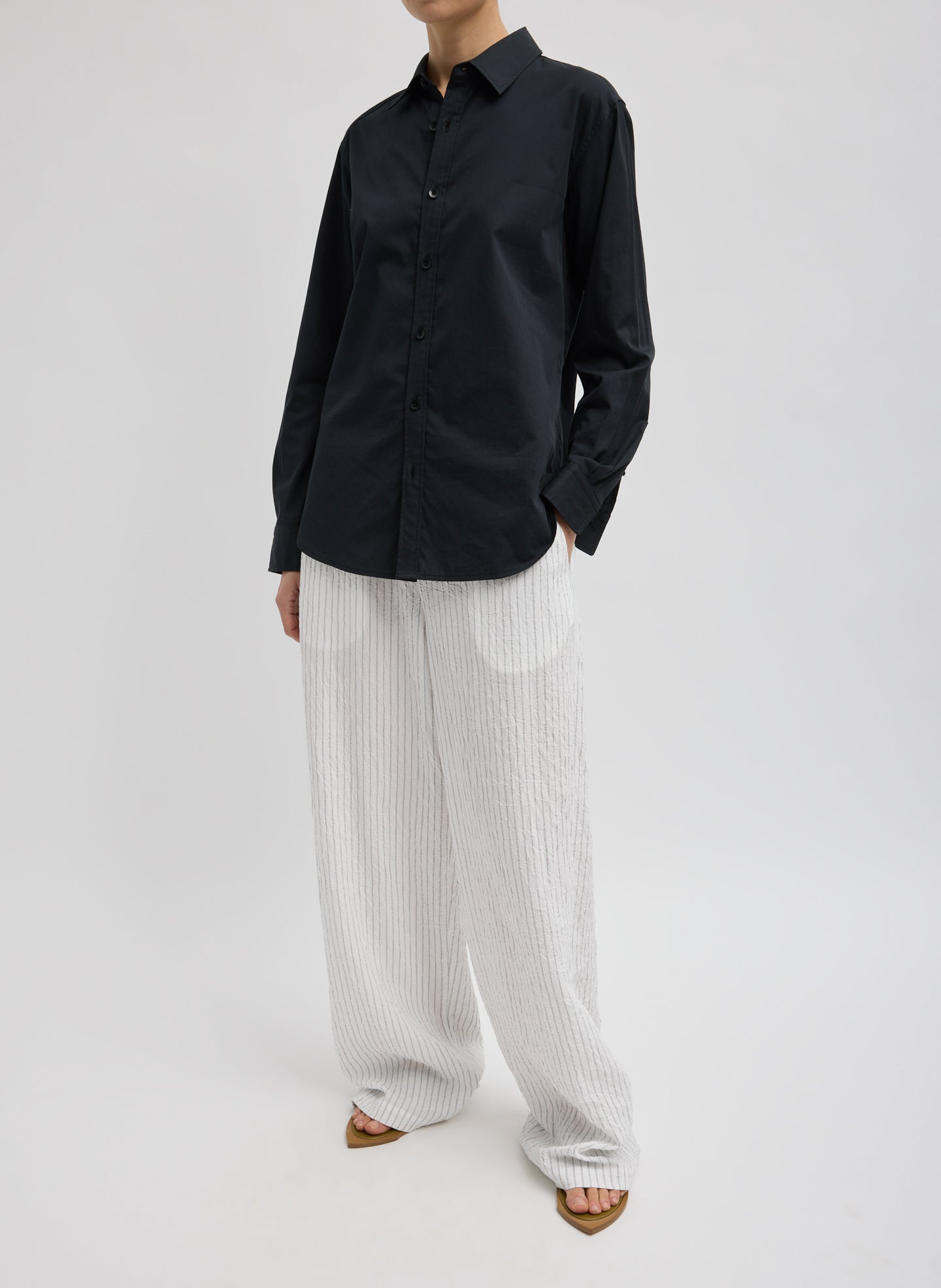 Black Charlie Men's Slim Shirt - full look, front view on model